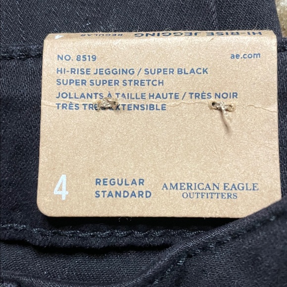 American Eagle Super Black High Rise Jegging Super Stretch Jean Size 4 - Picture 2 of 6